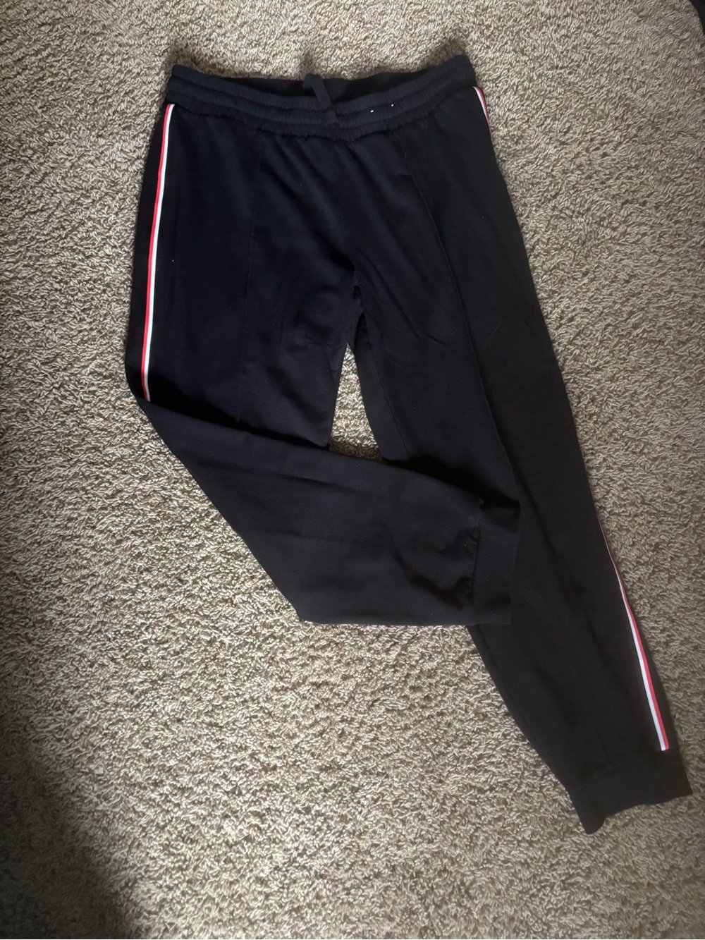 flirtitude Black Jogger Pants with Red & White Side Stripe